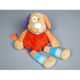 Doudou Chien Orange Beige Bleu Doukidou
