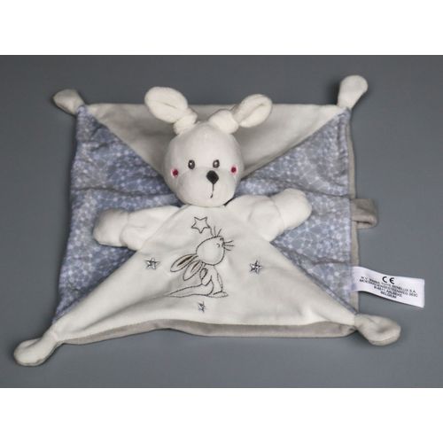 Doudou Lapin Plat Blanc Gris Étoiles Simba Toys