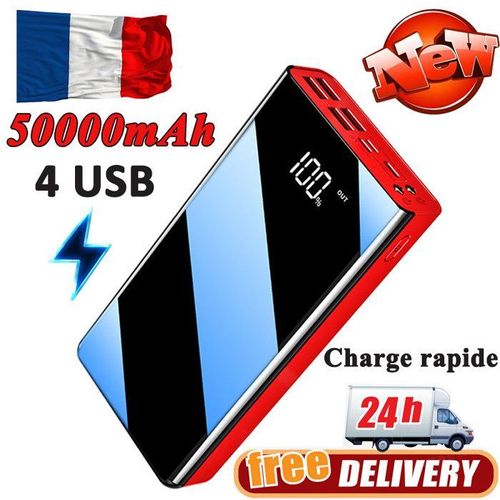 Funsee®Batterie Externe 50000mah Chargeur Portable Grande Capacité Rapide Avec 4 Sortie Compatible Avec Tous Les Téléphones