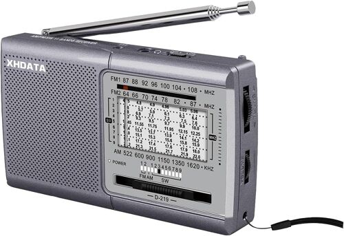 D219 Radio Portable Petite FM AM SW BatterieRadio Pile Poste Radio Vintage pour Le Camping Extérieur et la Randonnée Gris