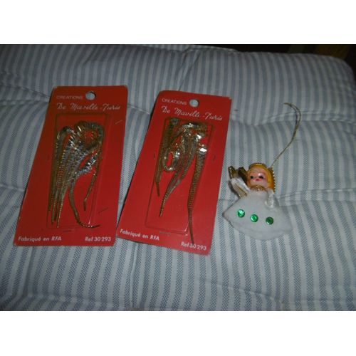 lot de 2 paquets de 6 fil argent et un ange à suspendre pour NOEL