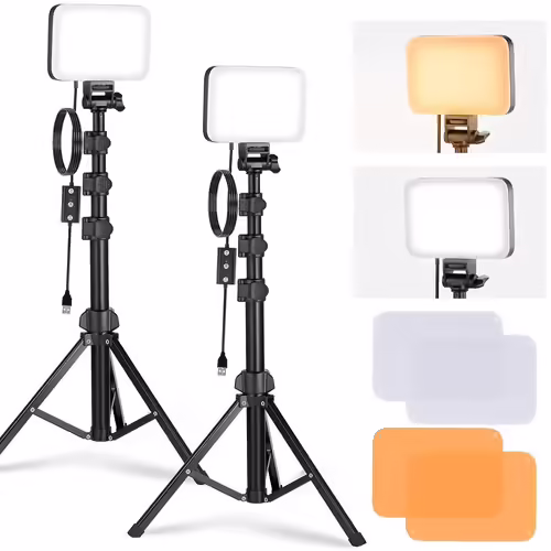 NEEWER Lot de 2 Panneaux d'éclairage vidéo LED Basiques à intensité Variable avec Supports et filtres, IRC 3200 K   5600 K, IRC 95 750 lux pour Photographie, Enregistrement vidéo en Direct, BP66