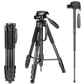NEEWER Trépied Portable en Alliage d'aluminium 2 en 1 Maximum 177 cm avec tête pivotante à 3 Directions et Sac de Transport pour Appareil Photo, caméscope DSLR, DV