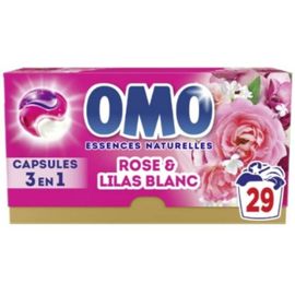 Lessive Capsules 3 en 1 Rose & Lilas Blanc OMO x29