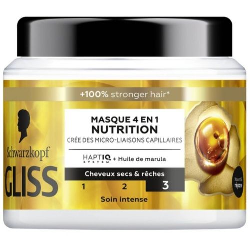 Masque Gliss 4 En 1 Nutrition Cheveux Secs Et Rêches 400ml 