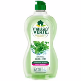 Liquide Vaisselle Hypoallergénique Basilic et Thym Dégraissant à Froid pour Peaux Sensible Maison Verte 500ml