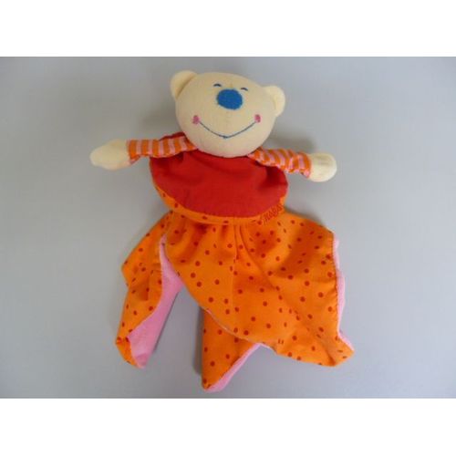 Doudou Ours Plat Orange Rouge Rose Haba