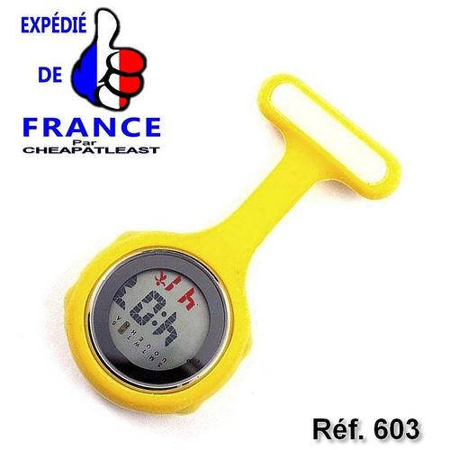 Montre D'infirmière Digital Multifonction: Alarme Chronomètre Date Snooze Affichage Lcd Broche Silicone Jaune Poche Fourniture Hopital Personnel Hospitalier Sage-Femme Aide Soignante Médecin Pédiatre