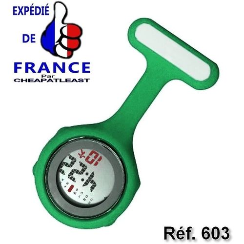 Montre D'infirmière Digital Multifonction: Alarme Chronomètre Date Snooze Affichage Lcd Broche Silicone Vert Poche Fourniture Hopital Personnel Hospitalier Sage-Femme Aide Soignante Médecin Pédiatre