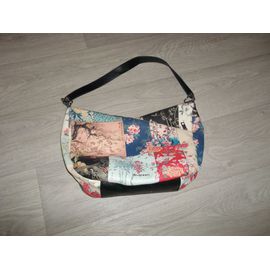 Sac DESIGUAL simili cuir grainé multicolore porté épaule TBE