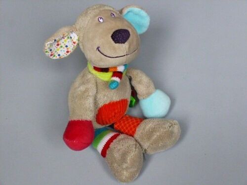 Doudou mouton gris rouge orange bleu Nicotoy