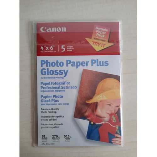 5 Feuilles De Papier Photo Glacé Plus Canon 4" X 6"