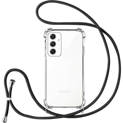 Coque Pour Samsung Galaxy A54 5g Transparente Tpu+Pc Avec Cordon Collier Réglable 150 Cm ¿ Bumper Anti-Choc Et Anti-Rayures, Sangle Résistante