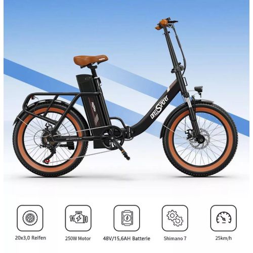 Vélo Électrique Pliant, Shimano 7 Vitesses, Écran Lcd, Moteur Arrière 250w,Batterie Lithium Amovible 48v/17ah,Capacité De Charge Maximale 100kg,25km/H, Convient Pour 165-195cm, Vélo Urbain À Usage Général