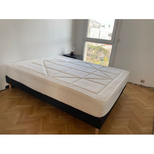 Ensemble matelas ressorts ensachés + mémoire de forme maxi épaisseur (26cm) Windsor sommier KIT noir - 160 x 200 cm