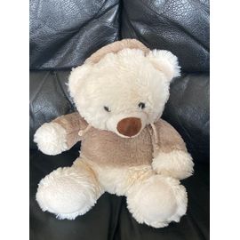 Doudou Peluche Ours Blanc Et Gris Capuche Gipsy 24cm 