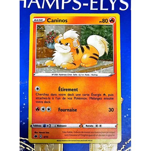 Carte Pokémon Caninos 80 Pv 4/15 Style Holographique/ 51/M3
