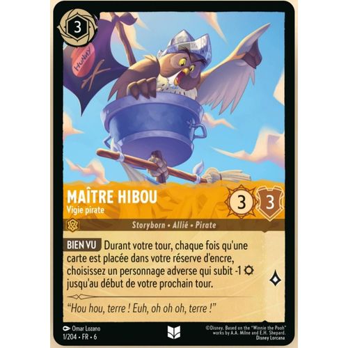 Carte Lorcana Disney (Chapitre 6) Maître Hibou, Vigie Pirate (1/204)