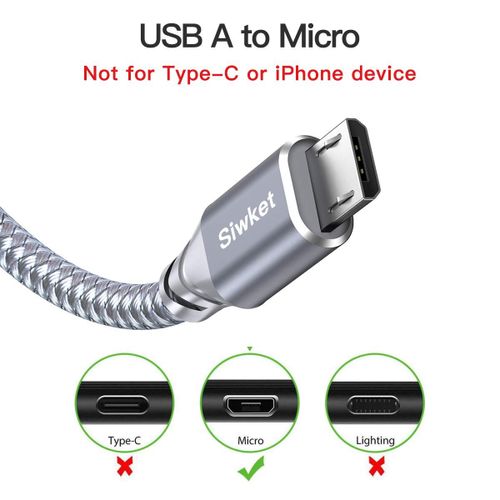 Lot de 3 câbles micro USB tressés USB A vers micro câble de charge Android pour Samsung Galaxy J7, S7, S6, Kindle Fire, tablettes Fire HD, manette PS4, Sony, HTC, LG, moto, Huawei 2 m ¿
