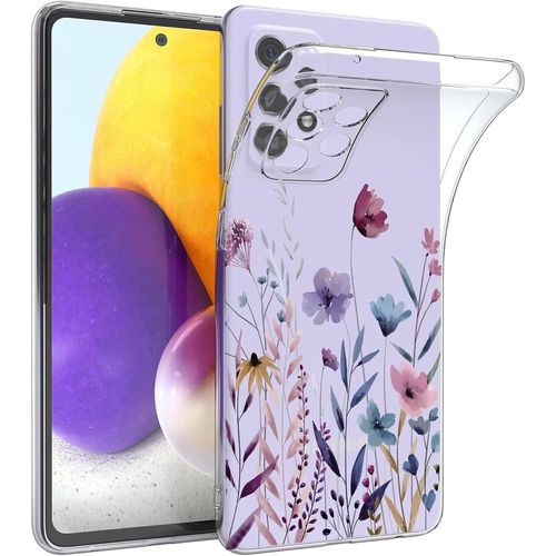 TRAHOO-Antichoc Coque pour Samsung Galaxy A53 5G,Housse Étui en Transparent TPU avec Motif de Fleurs Peintes,Ultra Mince Silicone Phone Protection Case Cover-4