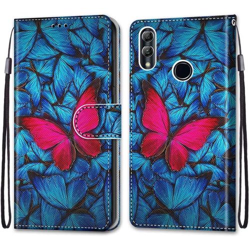 Coque Pour Huawei Honor 10 Lite, Etui En Cuir Pu Portefeuille Housse Coque Avec 360 Degres Silicone Antichoc Protection Cover Cuir Pochette Magnetique Und Flip Bequille (Papillon)