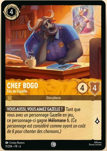 Carte Lorcana Disney (Chapitre 6) Chef Bogo, Fan De Gazelle (11/204)