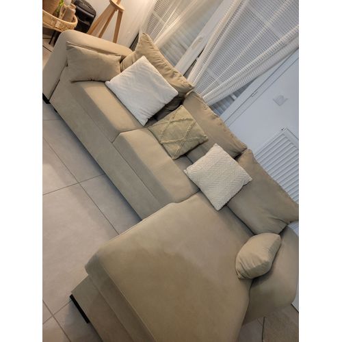 Canapé D'angle Convertible Méridienne Réversible Tissu Camel Broadway