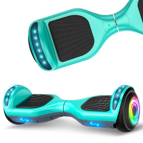 Hoverboard 6,5 Pouces Moteur Puissant, Bluetooth + Lumière Led, Idéal Pour Enfant Et Ados, Batterie 18v/2.6ah, Vert Et Gris - Sisigad