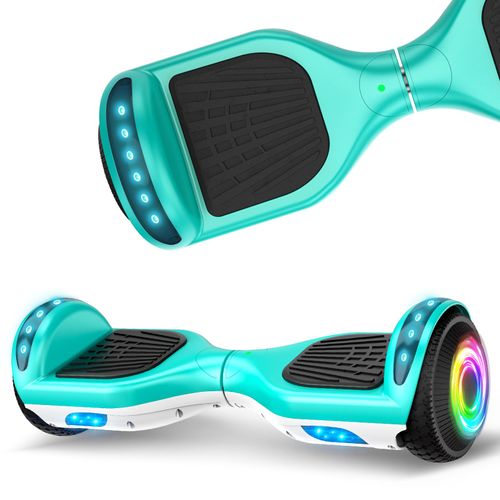 Hoverboard 6,5 Pouces Moteur Puissant, Bluetooth + Lumière Led, Idéal Pour Enfant Et Ados, Batterie 18v/2.6ah, Vert Et Blanc - Sisigad