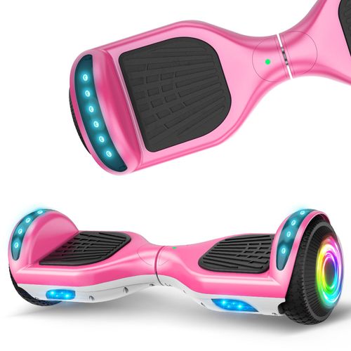 Hoverboard 6,5 Pouces Moteur Puissant, Bluetooth + Lumière Led, Idéal Pour Enfant Et Ados, Batterie 18v/2.6ah, Rose Et Blanc - Sisigad