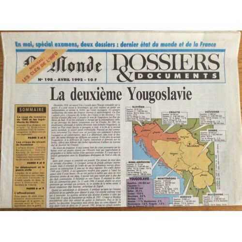 Le Monde Dossiers Et Documents   N° 198 : La Deuxième Yougoslavie