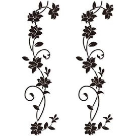 2 Sets Stickers Muraux 105 * 30cm - L DAY - Fleur de vigne Noir Deisgn en PVC Mural - pour Chambre Salon Bureau Decoration