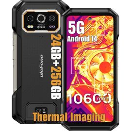 Ulefone Armor 27T Pro 5G Smartphone Incassable 24 Go + 256 Go Android 14 10600mAh 64MP+Caméra d'imagerie Thermique 6.78" NFC/OTG/GPS - Noir