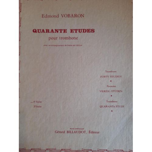 Vobaron . 40 Études. 1er Suite (1-20) . Billaudot. Trombone