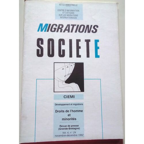 Revue Migrations Société 11-12/1992, Vol 4 N° 24 - Droits De L'homme Et Minorités