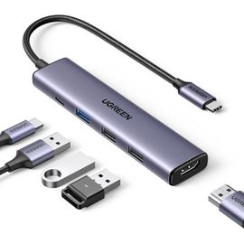 BAERTMY-Revodok 105 Hub Usb C Hdmi 4K Pd 100W Charge Multi Data Ports 5Gbps 5 En 1 Adaptateur Usb C Vers Hdmi Compatible Avec Iphone 16 Plus Pro Max 15 Macbook Ipad Pro Air Surface Galaxy S24