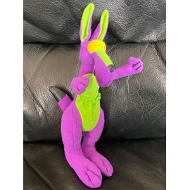 Doudou Kangourou Coyotte Violet Et Vert Fluo Mac Donald 24cm