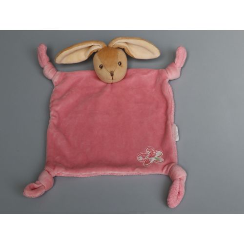 Doudou Lapin Plat Rose Beige Fleur Kaloo