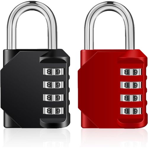Cadenas Code 4 Chiffres, Cadenas a Code Pour Casier Vestiaire Sport, College, Scolaire, Cadna avec Code Exterieur Pour Portail, Abri de Jardin, Noir