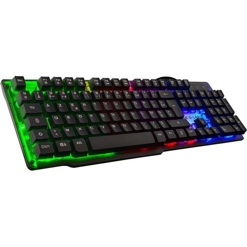 The G-Lab - KEYZ NEON - Clavier Gaming Haute performance - Membrane Ultra Réactive - Rétroéclairage RAINBOW Multicolore - Layout Français Noir