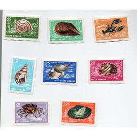 Roumanie- Série De 8 Timbres Neufs- Coquillages- Crustacés