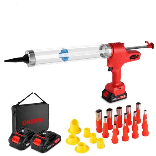 Pistolet extrudeur mastic silicone 6 vitesses reglables, pistolet de calfeutrage portable avec 2 batteries lithium 88VF