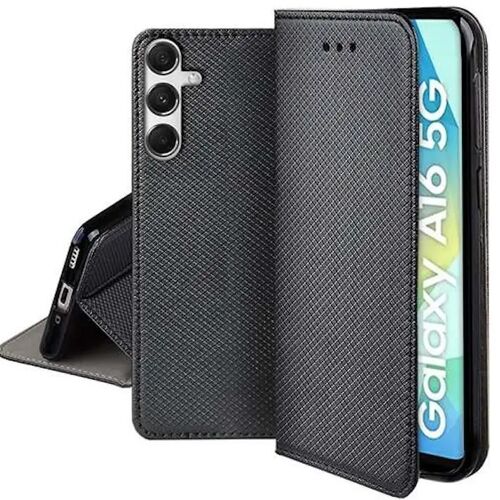 Housse pour Samsung Galaxy A16 5G - etui coque pochette portefeuille + verre trempe - NOIR MAGNET