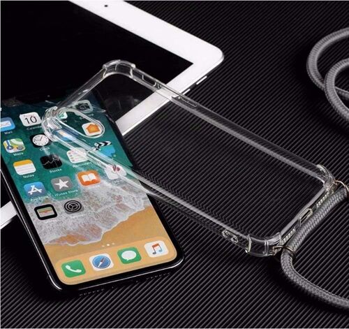 Coque Compatible Avec Huawei Mate 9,Coque Avec Cordon,Etui De Protection En Silicone Avec Collier Case Portable Cover,Gris