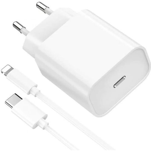 iPhone 13/12/11/XR/Xs/Max/8/7 Chargeur Cable USB-C+ Adaptateur 20W Rapide Pour