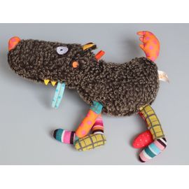 Doudou Loup Noir Marron Multicolore Ebulobo