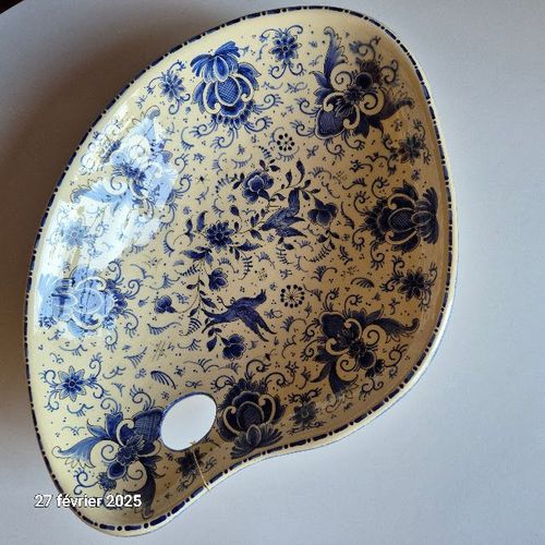 Plat Corbeille À Fruits En Faïence Par « Delarue » Desvres, Pièce Unique, 1965-70