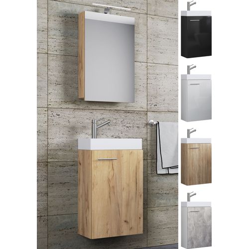 Vcm 3-Pièces Ensemble De Meubles De Salle De Bains Wc Invités Salle De Bains Lavabo Petit Étroit Slito Sc