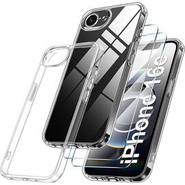 Coque et 2 Verres Trempés pour iPhone 16e - Protection Renforcée Antichoc Silicone Transparent - E.F.Connection