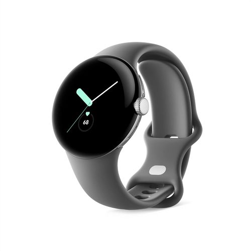 Pixel Watch ¿ Montre Connectée Android Avec Suivi Et Analyse Des Activités ¿ Boîtier En Acier Inoxydable Argent Poli Avec Bracelet Sport Couleur Charbon,Lte